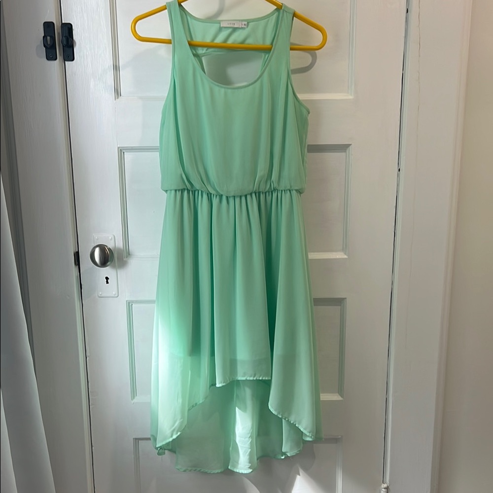 Lush Mint Green Sleeveless High-Low Dress